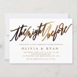 Invitation de typographie de script Gold Elegant