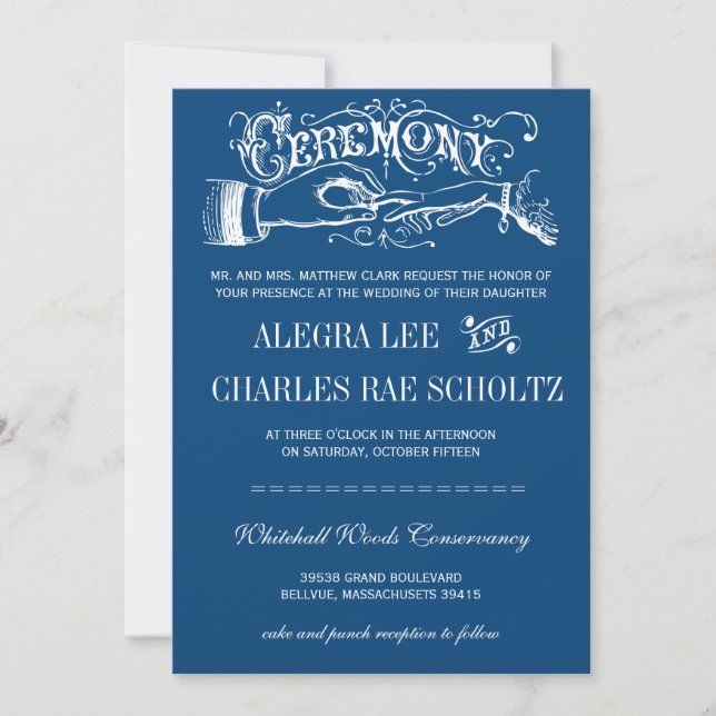 Invitation de typographie moderne bleu ou n'import (Devant)