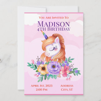 Invitation de Unicorn Kids