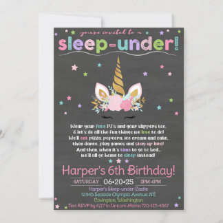 Invitation de Unicorn Sleep under, Invitation de U