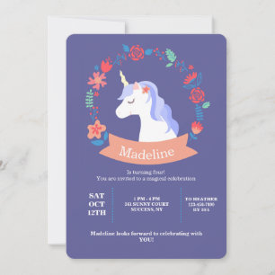Invitation de Unicorne aux fleurs