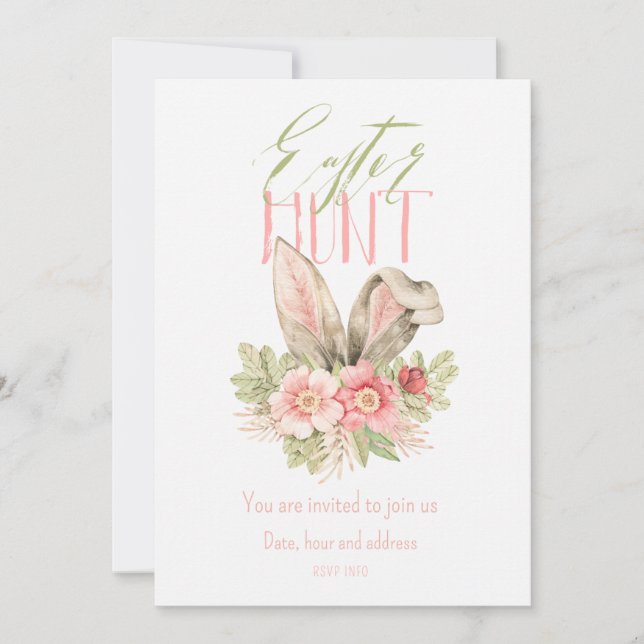 Invitation de vacances à la chasse de Pâques plate (Devant)