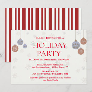 Invitation de vacances avec ornements de Noël