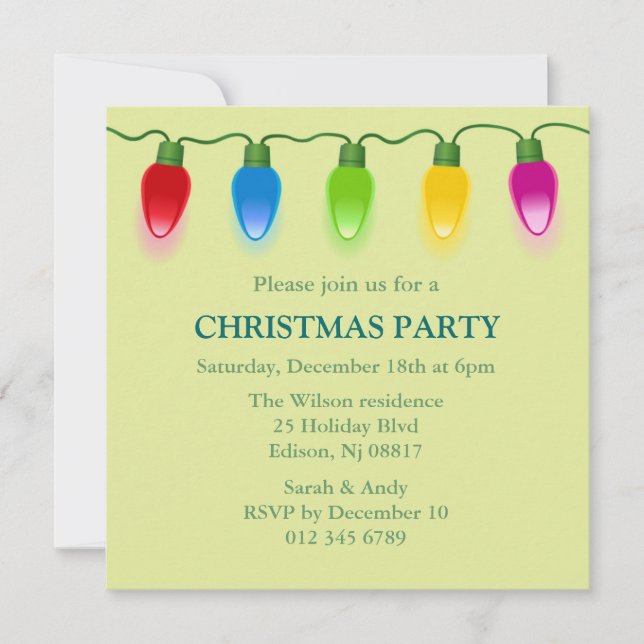 Invitation de vacances de lumières de Noël (Devant)