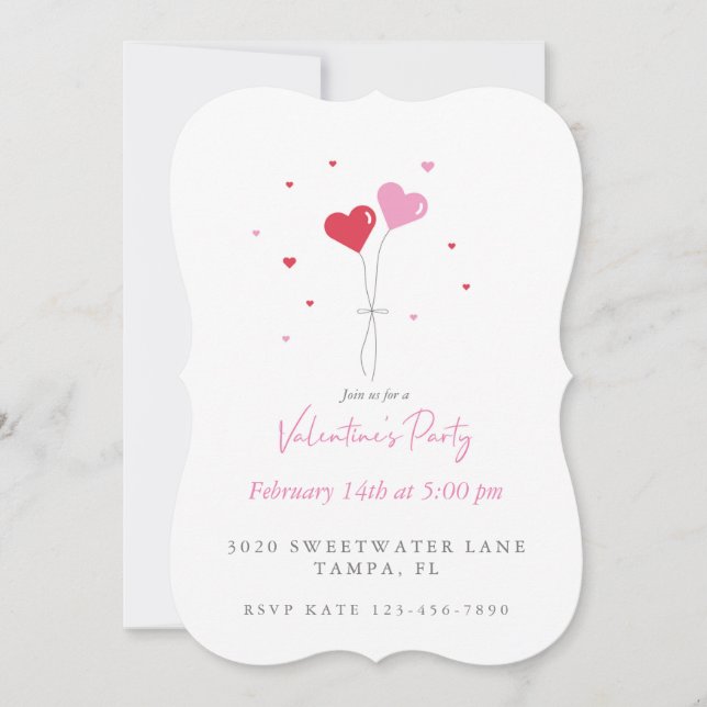 Invitation de Valentine's Heart Balloons Party (Devant)
