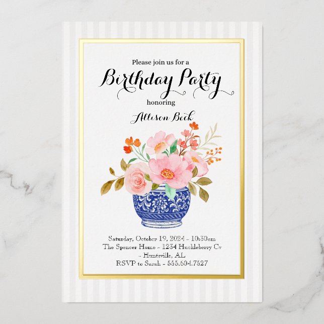 Invitation de vase Chinoiserie (Recto)