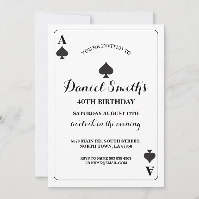 Invitation de Vegas d'as d'anniversaire de carte (Devant)