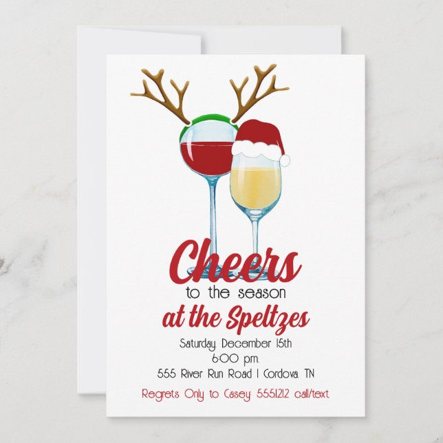 Invitation de vin de Noël (Devant)