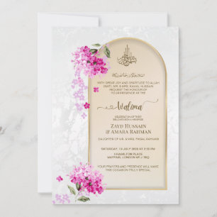 Invitation de Walima de luxe Hortensias aquarell
