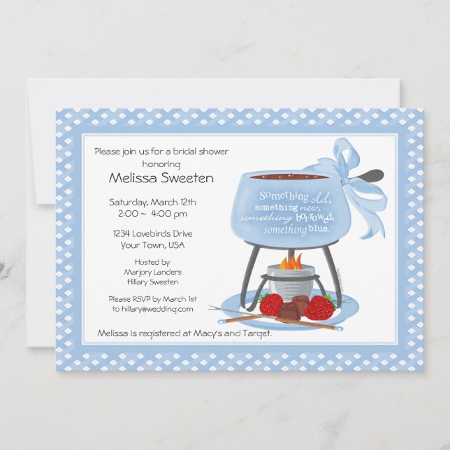 Invitation de wedding shower de fondue (Devant)