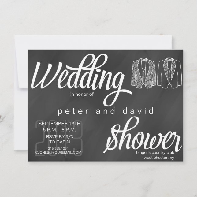 Invitation de Wedding shower gay de Chalkboard (Devant)