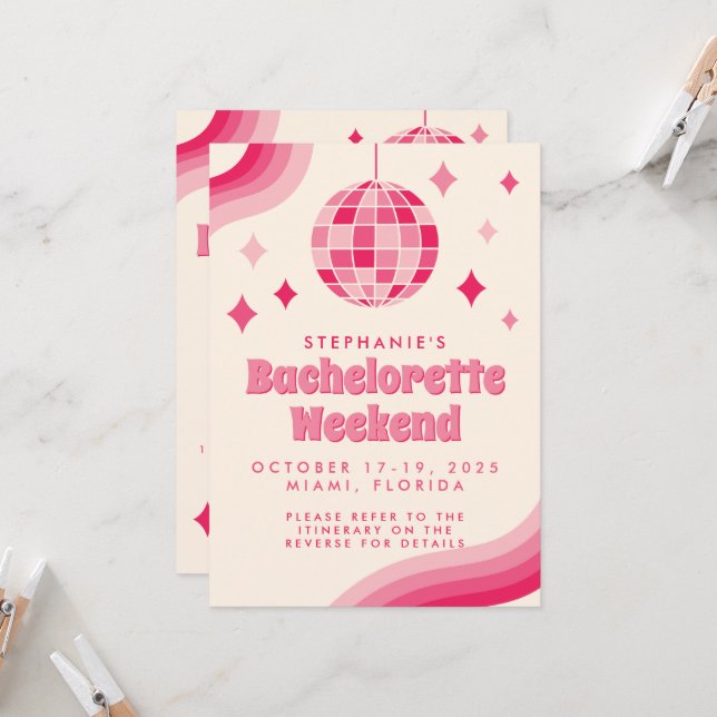 Invitation de week-end à thème disco pour l'enterr (Devant/Arrière en situation)