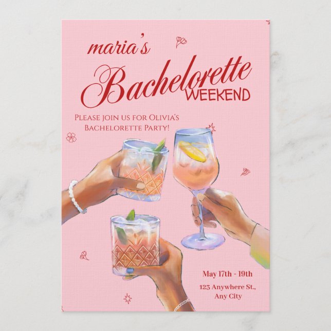 Invitation de week-end de Bachelorette élégante po (Devant)