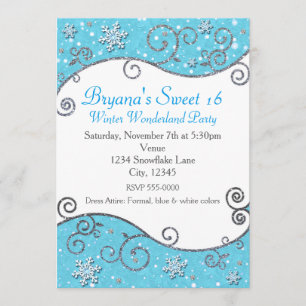 Invitation de Winter Wonderland Blue Snowflake