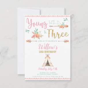 Invitation de Young Wild et de trois Boho d'annive