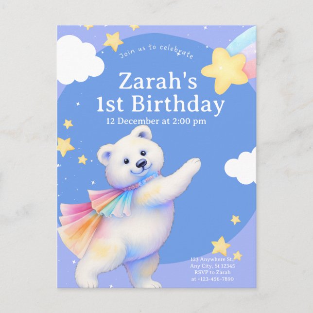 Invitation de Zarah l'ours polaire dansant (Devant)