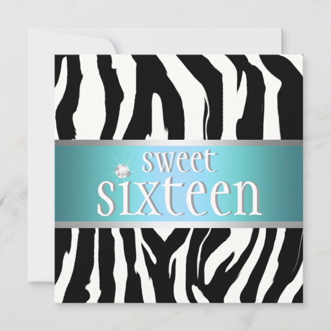 Invitation de Zebra Sweet sixteen (Devant)