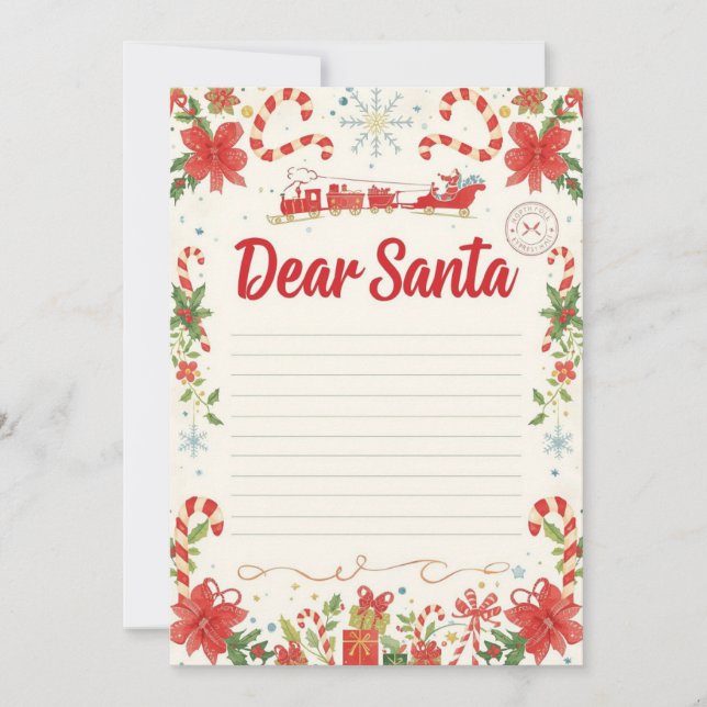 Invitation Dear Santa Letter Template | Kids Christmas (Devant)
