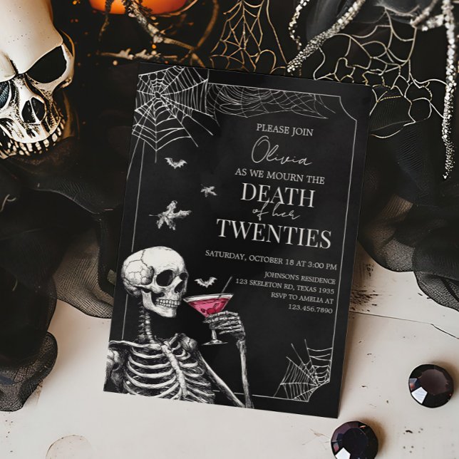 Invitation Death to my Twenties Halloween Gothic Birthday (Death of my Twenties Birthday Party Invitation)