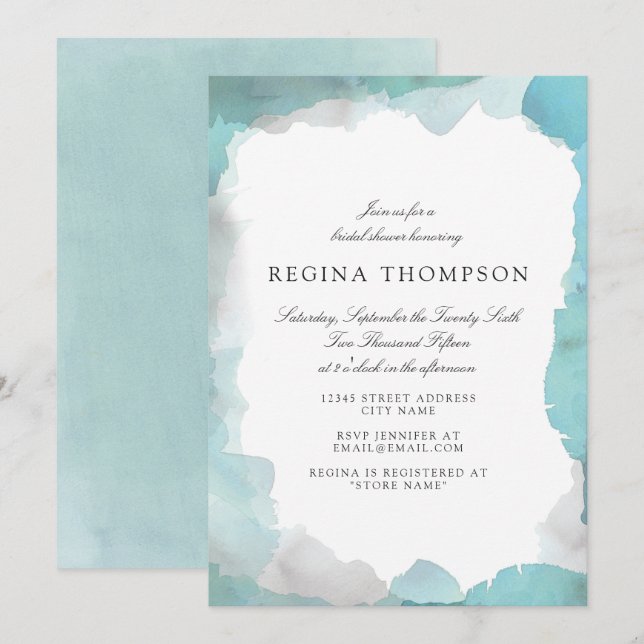 Invitation Debonair Turquoise nuptiale douche (Devant / Derrière)