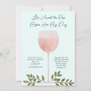 Invitation Déboucher le vin rosé Aquarelle Bachelorette Party