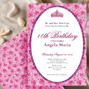 Invitation Début d'anniversaire 18 ans Fleurs Roses Roses élé