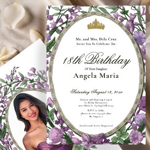 Invitation Début de 18 ans aux fleurs roses élégantes