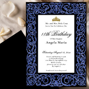 Invitation Début de 18 ans bleu élégant