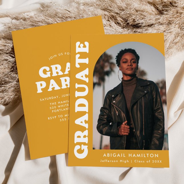 Invitation Décaler Arch Jaune Orange Photo Graduation Party (Créateur téléchargé)