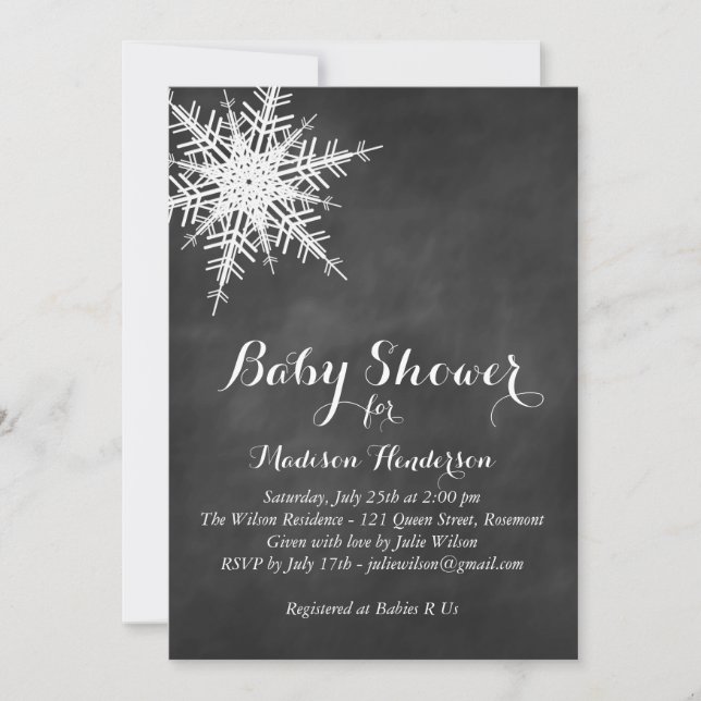 Invitation Décaler blanc Baby shower de flocon de neige Invit (Devant)