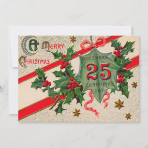 Invitation Décembre 25 Holly Noël Ornament