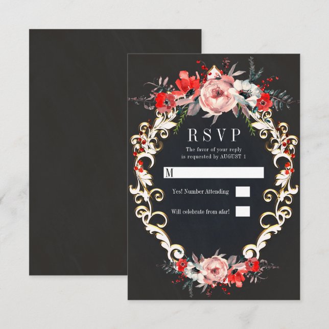 Invitation Décembre Mariage d'hiver Holly Berry Floral RSVP (Devant / Derrière)