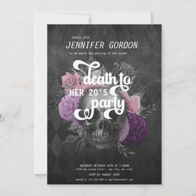 Invitation Décès à ma fête d'anniversaire de jeunesse | Goth  (Devant)