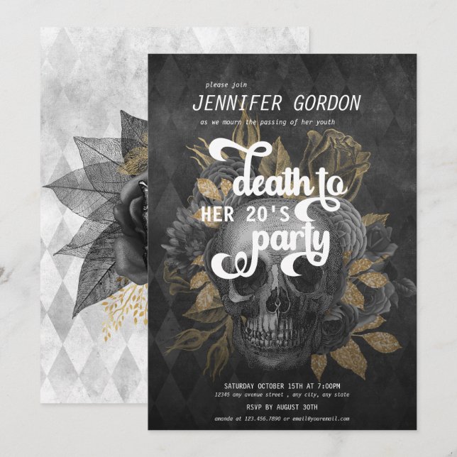 Invitation Décès à ma fête d'anniversaire de jeunesse | Goth  (Devant / Derrière)