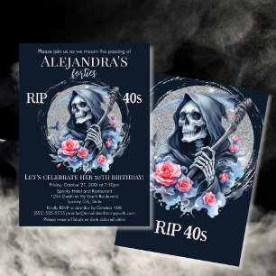 Invitation Décès à ma jeunesse Grim Reaper 50e fête d'anniver