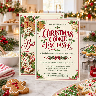 Invitation d'échange de biscuits de Noël au pain d