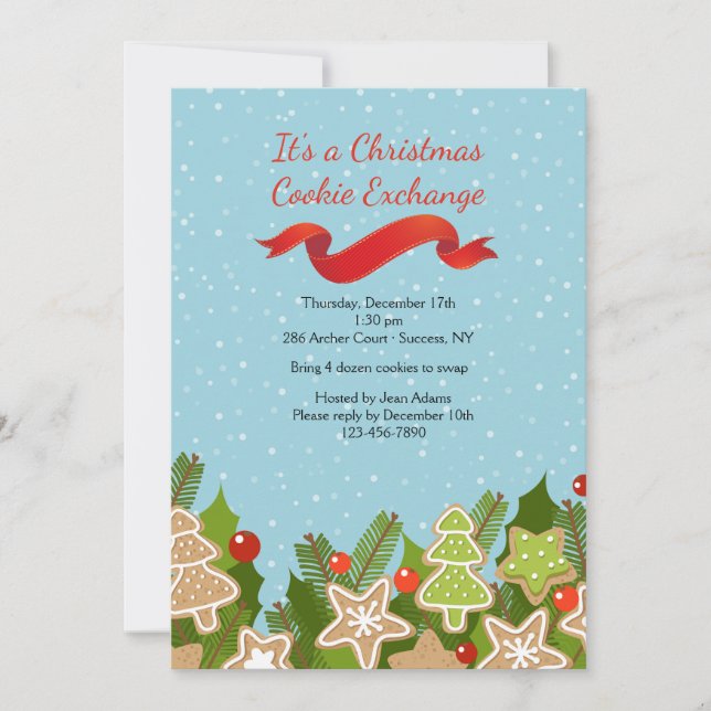 Invitation d'échange de biscuits de vacances (Devant)