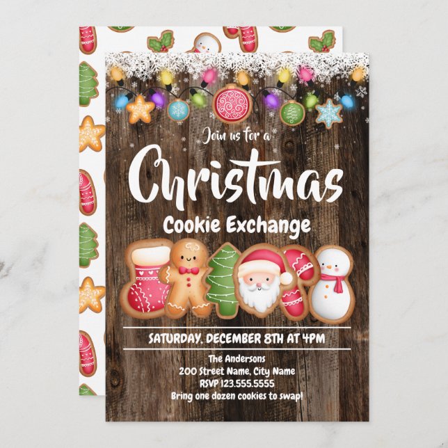 Invitation d'échange de cookies de Noël (Devant / Derrière)