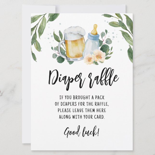 Invitation Déchet Raffle signe Jeu Baby Is Brewing Greenery (Devant)