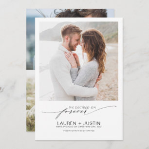 Invitation Décidé sur Forever Black White 2 Fiançailles photo