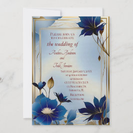 Invitation Deco blue flower wedding