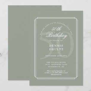 Invitation Déco classique  Sage and White 50th Birthday