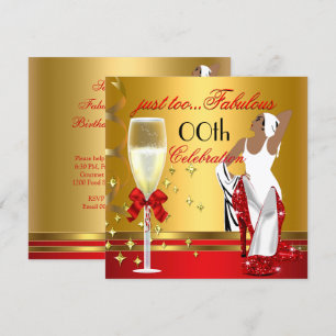 Invitation Deco Lady Rouge Or Trop Fabuleuse Fête d'Anniversa