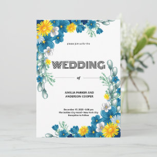 Invitation Déco moderne   Élégant Mariage floral et blanc