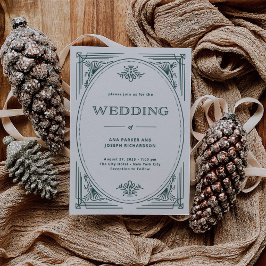 Invitation Déco moderne | Mariage blanc et vert d'argent clai