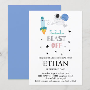 Invitation Décollage ! Fusée spatiale pour un anniversaire
