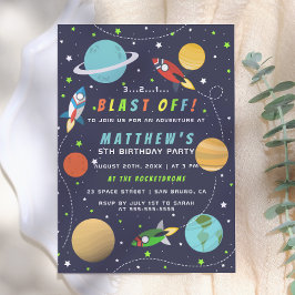 Invitation Décollage ! Thème d'anniversaire sur l'espace