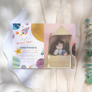Invitation Décollage ! Tour du Soleil Garçon Anniversaire Pho