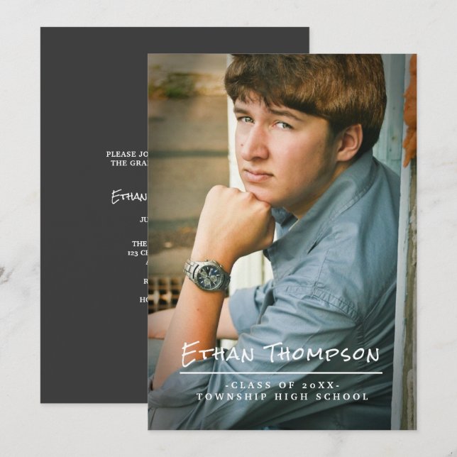 Invitation Décontracté Guy Graduate Photo Party (Devant / Derrière)