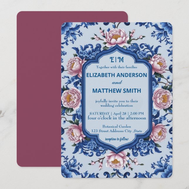 Invitation décontracté lunatique frais romantique mariage (Devant / Derrière)